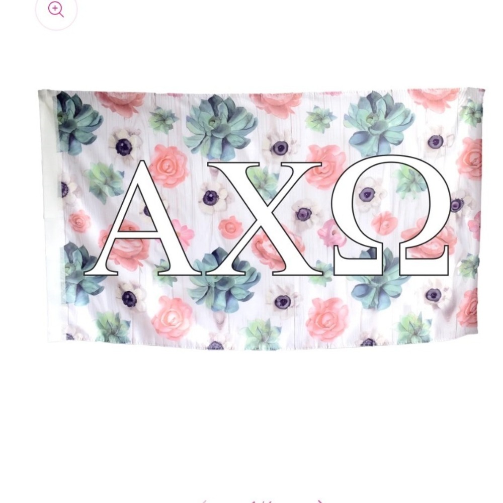 Sorority Shop Alpha Chi Omega Succulent Floral Sorority Flag Women OS Pink White